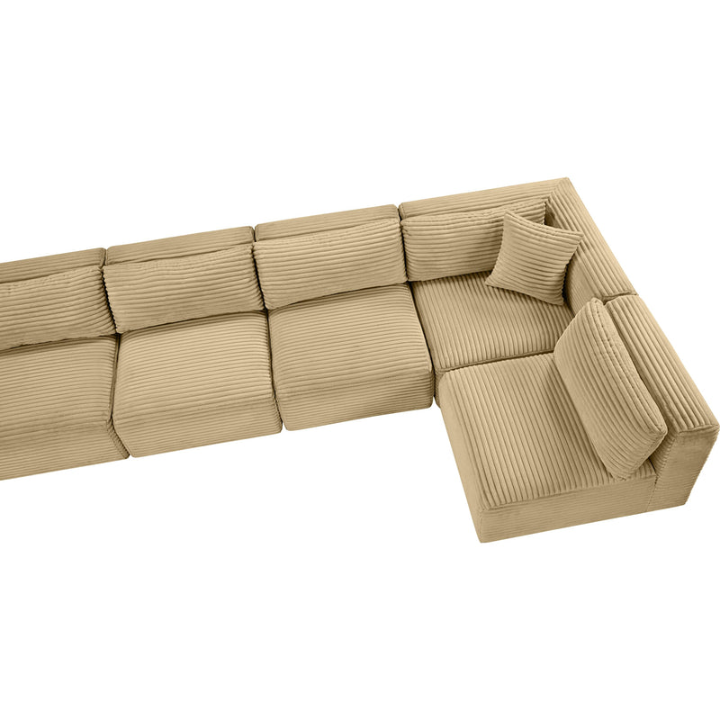 Meridian Shaggy Camel Corduroy Performance Fabric Modular Sectional IMAGE 9