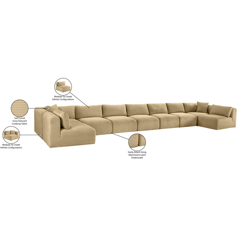 Meridian Shaggy Camel Corduroy Performance Fabric Modular Sectional IMAGE 13