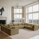 Meridian Shaggy Camel Corduroy Performance Fabric Modular Sectional IMAGE 2