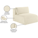 Meridian Shaggy Cream Corduroy Performance Fabric Armless Chair IMAGE 10