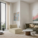 Meridian Shaggy Cream Corduroy Performance Fabric Armless Chair IMAGE 2