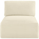 Meridian Shaggy Cream Corduroy Performance Fabric Armless Chair IMAGE 3