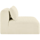 Meridian Shaggy Cream Corduroy Performance Fabric Armless Chair IMAGE 4