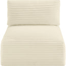 Meridian Shaggy Cream Corduroy Performance Fabric Armless Chair IMAGE 6