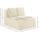 Meridian Shaggy Cream Corduroy Performance Fabric Armless Chair IMAGE 9