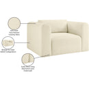 Meridian Shaggy Cream Corduroy Performance Fabric Arm Chair IMAGE 10