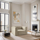 Meridian Shaggy Cream Corduroy Performance Fabric Arm Chair IMAGE 2