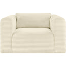Meridian Shaggy Cream Corduroy Performance Fabric Arm Chair IMAGE 3