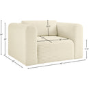 Meridian Shaggy Cream Corduroy Performance Fabric Arm Chair IMAGE 9