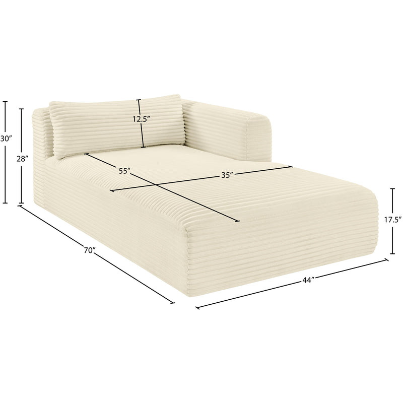 Meridian Shaggy Cream Corduroy Performance Fabric Chaise IMAGE 11