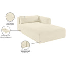 Meridian Shaggy Cream Corduroy Performance Fabric Chaise IMAGE 12