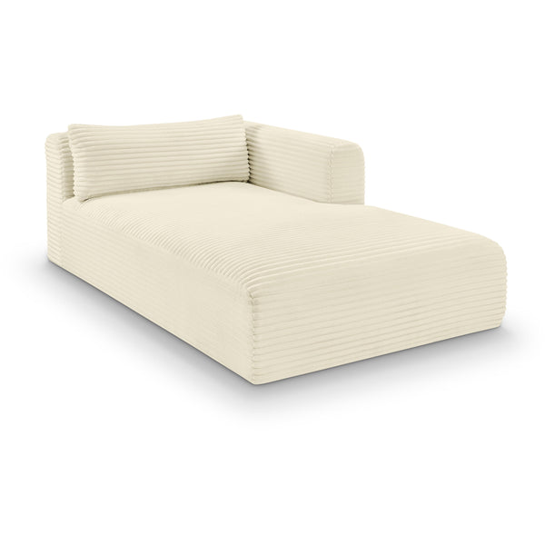 Meridian Shaggy Cream Corduroy Performance Fabric Chaise IMAGE 1