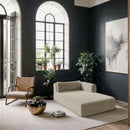 Meridian Shaggy Cream Corduroy Performance Fabric Chaise IMAGE 2