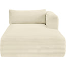 Meridian Shaggy Cream Corduroy Performance Fabric Chaise IMAGE 3