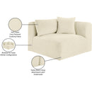 Meridian Shaggy Cream Corduroy Performance Fabric Corner Chair IMAGE 10