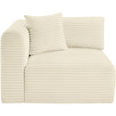 Meridian Shaggy Cream Corduroy Performance Fabric Corner Chair IMAGE 3