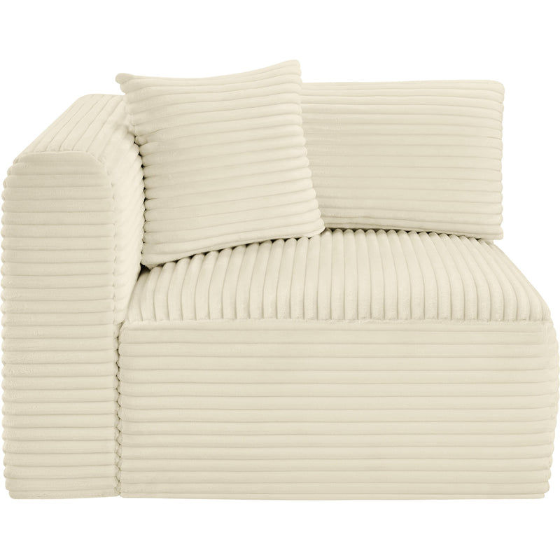 Meridian Shaggy Cream Corduroy Performance Fabric Corner Chair IMAGE 4