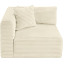 Meridian Shaggy Cream Corduroy Performance Fabric Corner Chair IMAGE 6