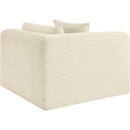 Meridian Shaggy Cream Corduroy Performance Fabric Corner Chair IMAGE 7