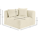 Meridian Shaggy Cream Corduroy Performance Fabric Corner Chair IMAGE 9