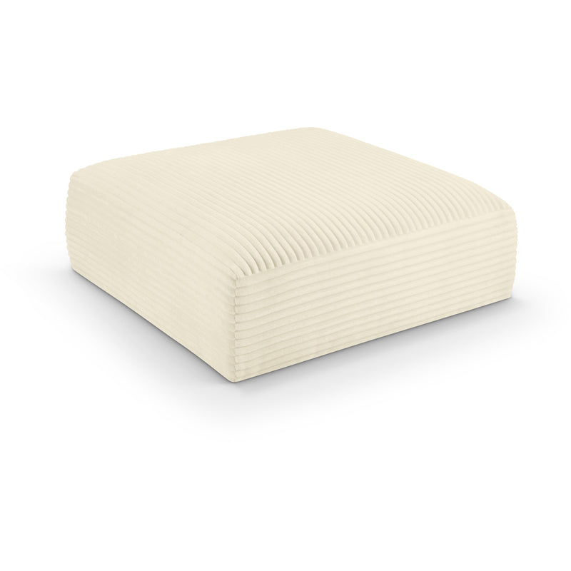 Meridian Shaggy Cream Corduroy Performance Fabric Ottoman IMAGE 1