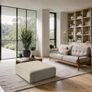 Meridian Shaggy Cream Corduroy Performance Fabric Ottoman IMAGE 2