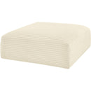 Meridian Shaggy Cream Corduroy Performance Fabric Ottoman IMAGE 4