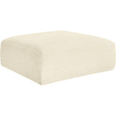 Meridian Shaggy Cream Corduroy Performance Fabric Ottoman IMAGE 5