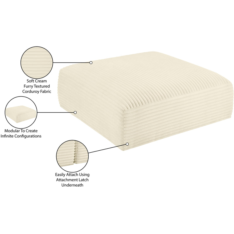 Meridian Shaggy Cream Corduroy Performance Fabric Ottoman IMAGE 8