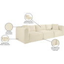 Meridian Shaggy Cream Corduroy Performance Fabric Modular Sofa IMAGE 12