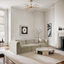 Meridian Shaggy Cream Corduroy Performance Fabric Modular Sofa IMAGE 2