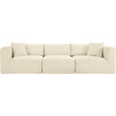 Meridian Shaggy Cream Corduroy Performance Fabric Modular Sofa IMAGE 3