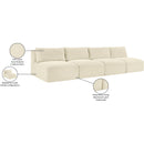 Meridian Shaggy Cream Corduroy Performance Fabric Modular Sofa IMAGE 11