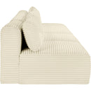 Meridian Shaggy Cream Corduroy Performance Fabric Modular Sofa IMAGE 4
