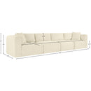 Meridian Shaggy Cream Corduroy Performance Fabric Modular Sofa IMAGE 11