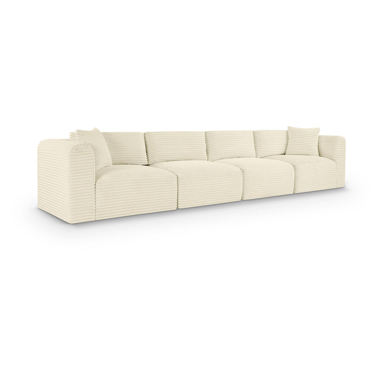 Meridian Shaggy Cream Corduroy Performance Fabric Modular Sofa IMAGE 1