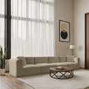 Meridian Shaggy Cream Corduroy Performance Fabric Modular Sofa IMAGE 2