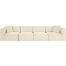 Meridian Shaggy Cream Corduroy Performance Fabric Modular Sofa IMAGE 3