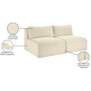 Meridian Shaggy Cream Corduroy Performance Fabric Modular Sofa IMAGE 10