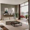 Meridian Shaggy Cream Corduroy Performance Fabric Modular Sofa IMAGE 2