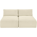 Meridian Shaggy Cream Corduroy Performance Fabric Modular Sofa IMAGE 6