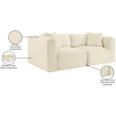 Meridian Shaggy Cream Corduroy Performance Fabric Modular Sofa IMAGE 10