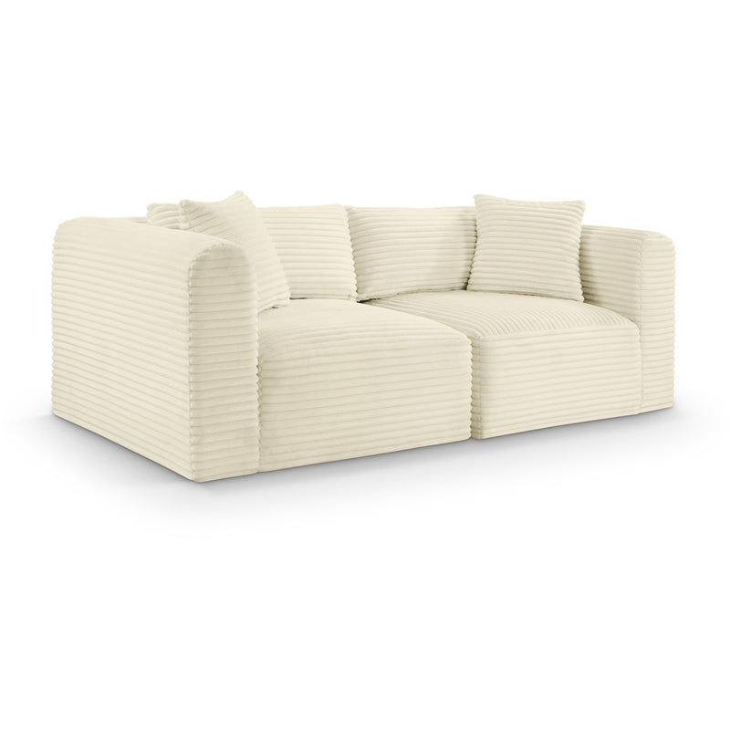 Meridian Shaggy Cream Corduroy Performance Fabric Modular Sofa IMAGE 1