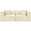 Meridian Shaggy Cream Corduroy Performance Fabric Modular Sofa IMAGE 3