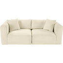 Meridian Shaggy Cream Corduroy Performance Fabric Modular Sofa IMAGE 6