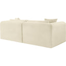 Meridian Shaggy Cream Corduroy Performance Fabric Modular Sofa IMAGE 7