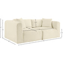 Meridian Shaggy Cream Corduroy Performance Fabric Modular Sofa IMAGE 9