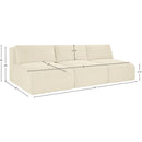 Meridian Shaggy Cream Corduroy Performance Fabric Modular Sofa IMAGE 10