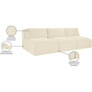 Meridian Shaggy Cream Corduroy Performance Fabric Modular Sofa IMAGE 11