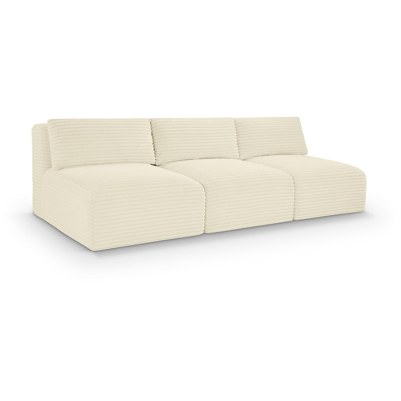Meridian Shaggy Cream Corduroy Performance Fabric Modular Sofa IMAGE 1